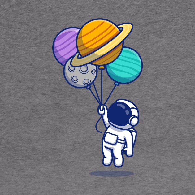 Cute Astronaut Floating With Planets by Catalyst Labs